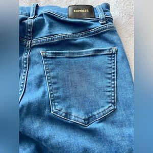 Express super high rise, straight leg, mom jeans